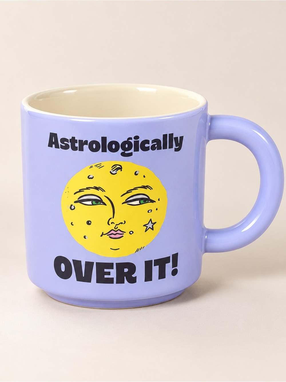 Room Essentials Lavender Ceramic Mug with Yellow Moon Graphic